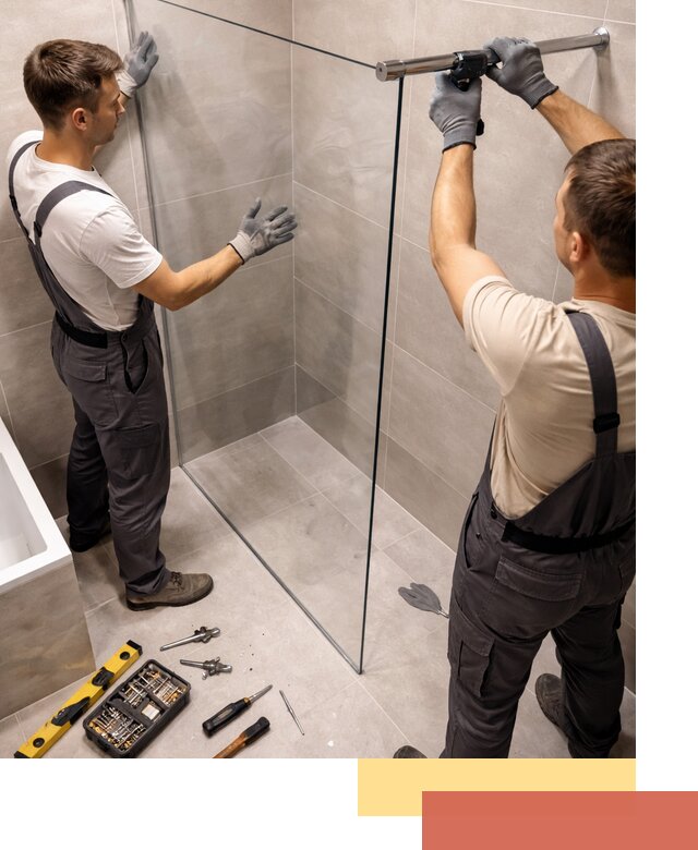 Стеклянные перегородки для душа в Сланцах — изготовление и монтаж