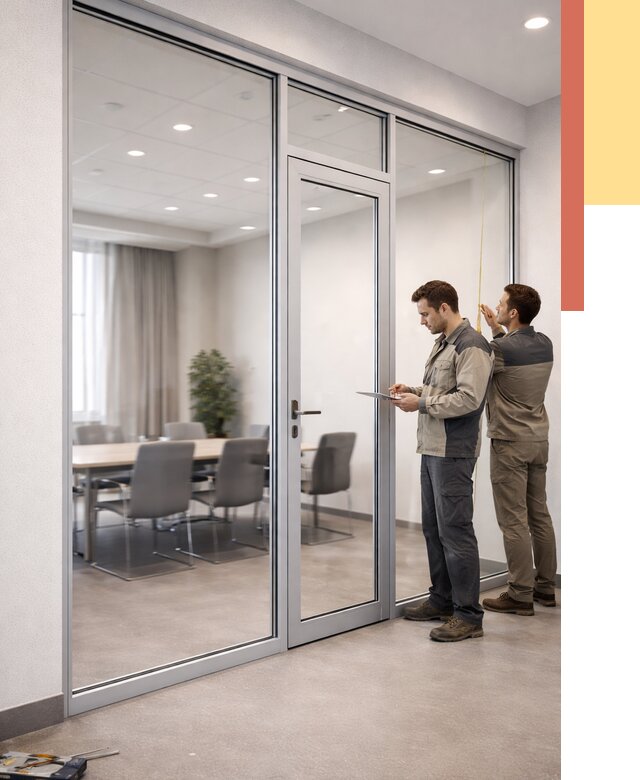 Установка и монтаж алюминиевых перегородок со стеклом в Сланцах от 8472 руб. | ОТДЕЛОЧНИК-Слы