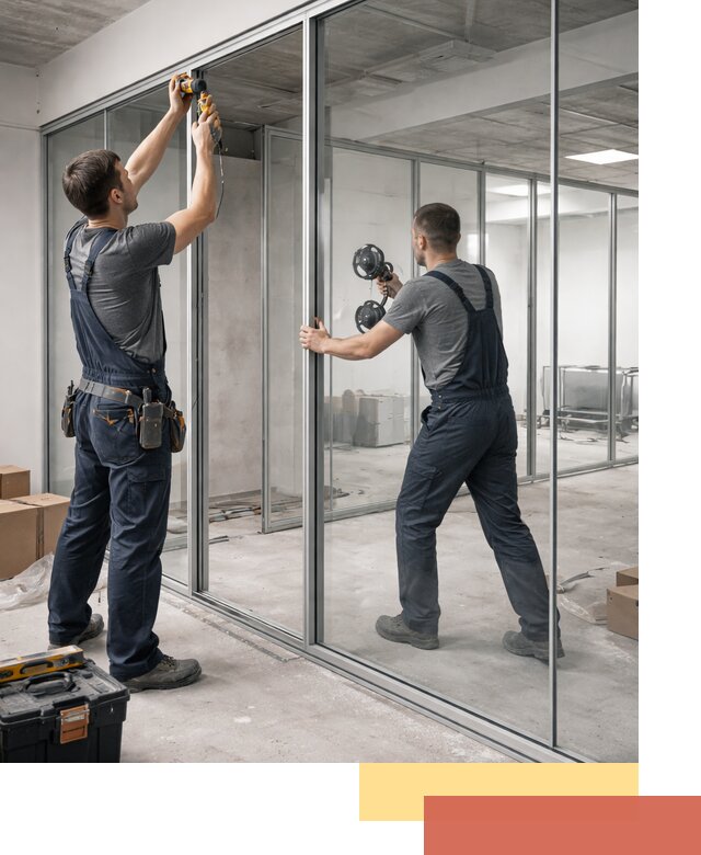 Алюминиевые перегородки со стеклом в Сланцах — изготовление и монтаж