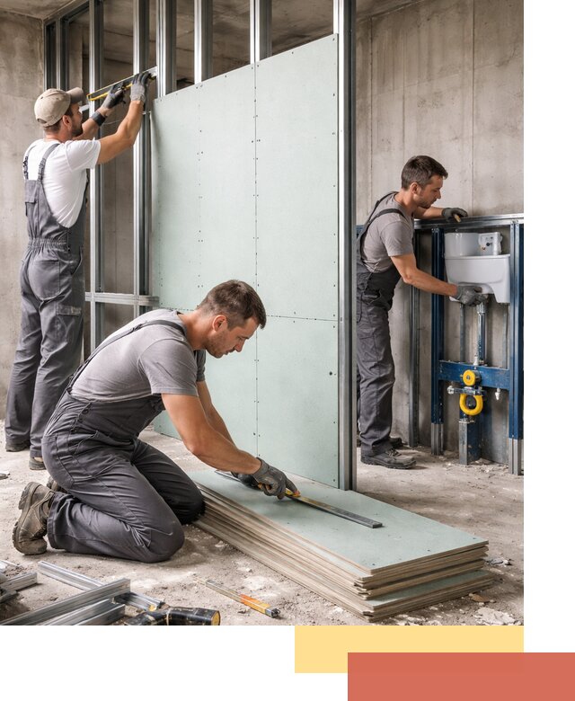 Монтаж и ремонт сантехнических перегородок в Сланцах