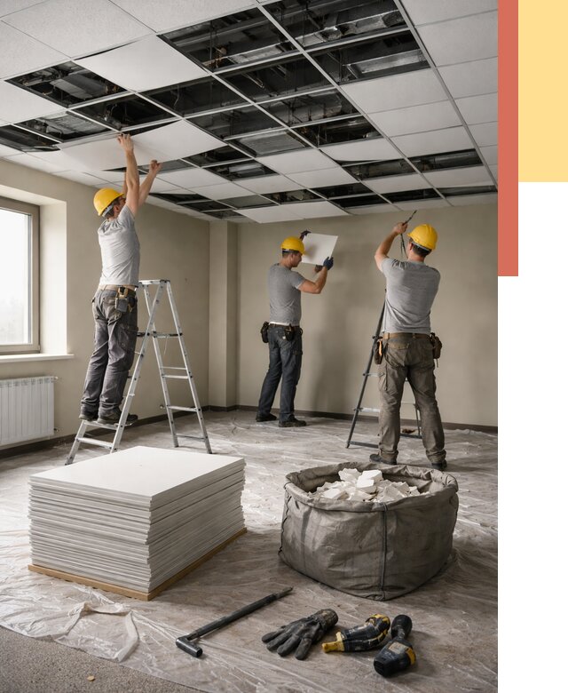 Демонтаж потолка Армстронг в Сланцах от 4649 руб. быстро и недорого | ОТДЕЛОЧНИК-Слы