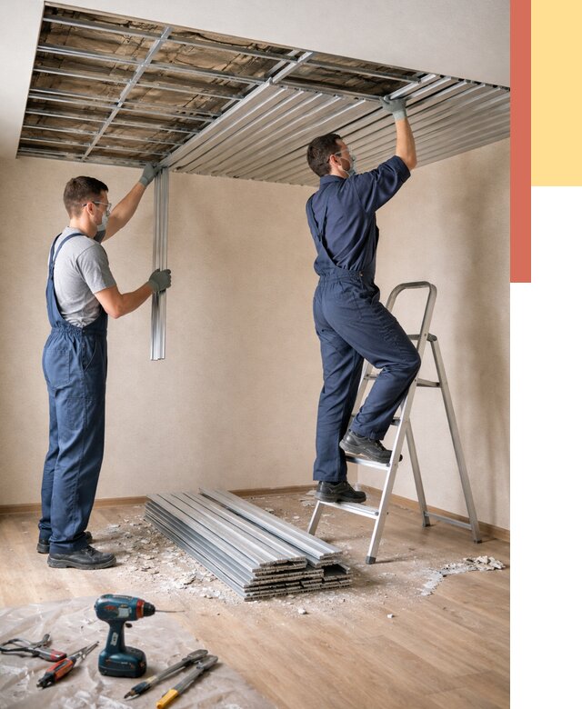 Демонтаж реечного потолка в Сланцах от 4649 руб. быстро и недорого | ОТДЕЛОЧНИК-Слы