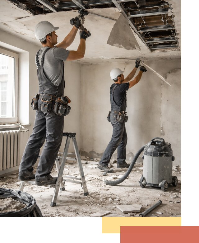 Демонтаж гипсокартонного потолка в Сланцах быстро и аккуратно