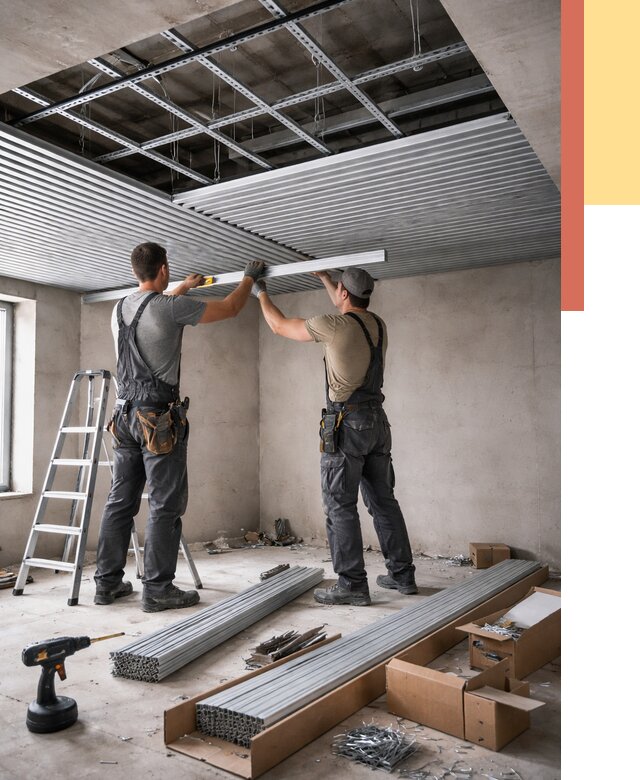 Монтаж реечного потолка в Сланцах от 4649 руб. под ключ | ОТДЕЛОЧНИК-Слы