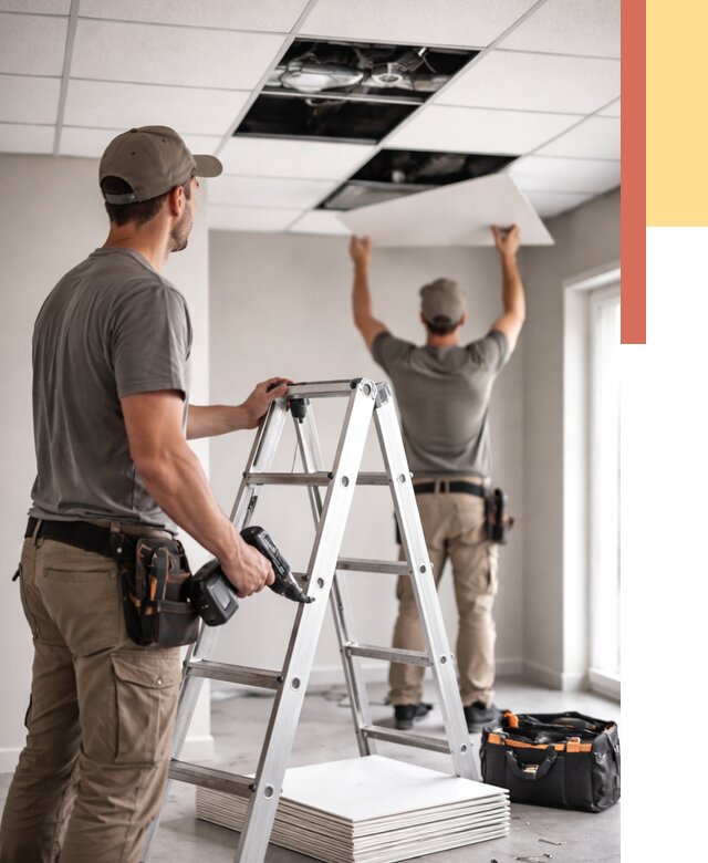 Обслуживание подвесного потолка в Сланцах от 3616 руб. — быстро и недорого | ОТДЕЛОЧНИК-Слы