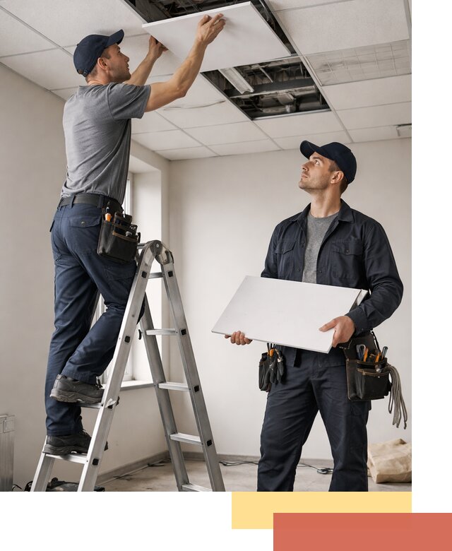 Обслуживание подвесного потолка в Сланцах — ремонт и чистка