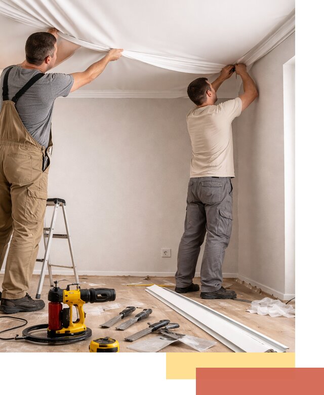 Монтаж ПВХ натяжного потолка в Сланцах качественно и быстро