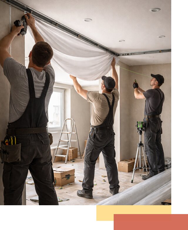 Монтаж парящего натяжного потолка под ключ в Сланцах