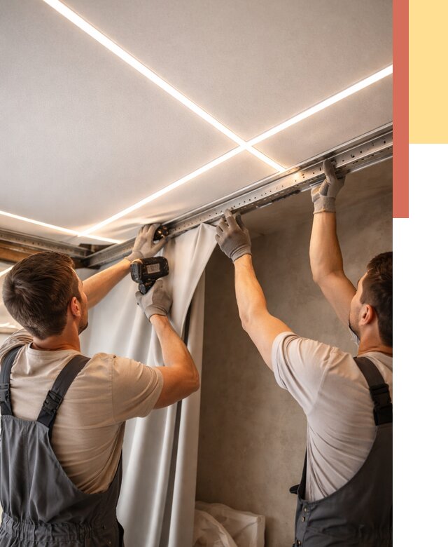 Монтаж натяжного потолка со световыми линиями в Сланцах от 1240 руб. | ОТДЕЛОЧНИК-Слы