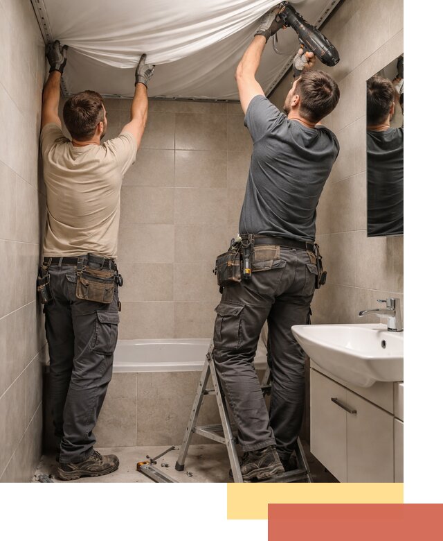 Монтаж натяжного потолка в ванной в Сланцах быстро и качественно