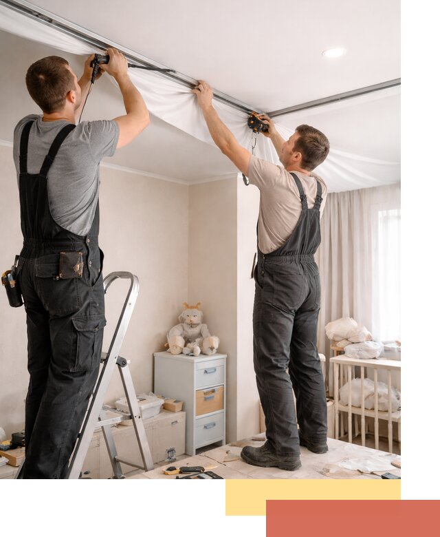 Монтаж натяжного потолка в детской комнате в Сланцах