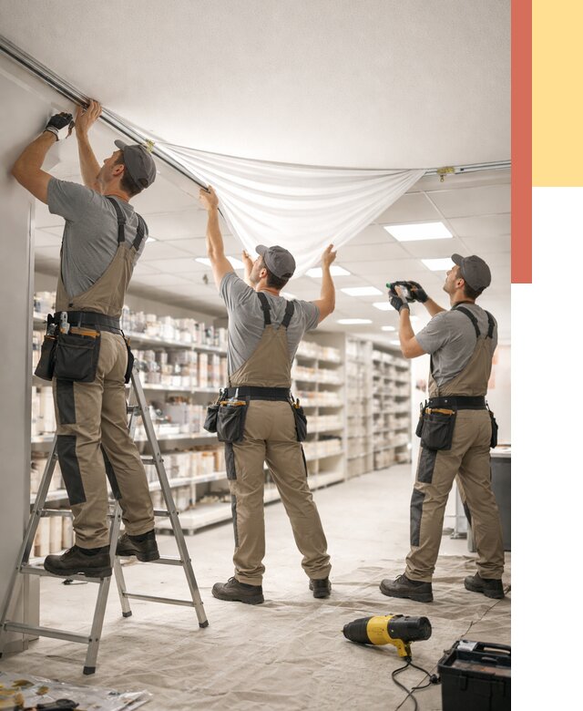 Монтаж натяжного потолка в магазине в Сланцах от 4649 руб. быстро и недорого | ОТДЕЛОЧНИК-Слы
