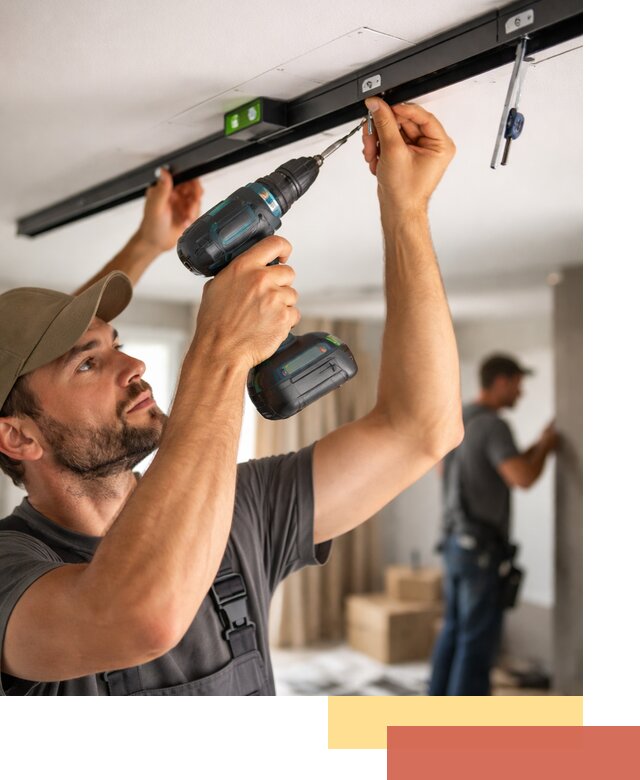 Установка трековых светильников в натяжной потолок в Сланцах