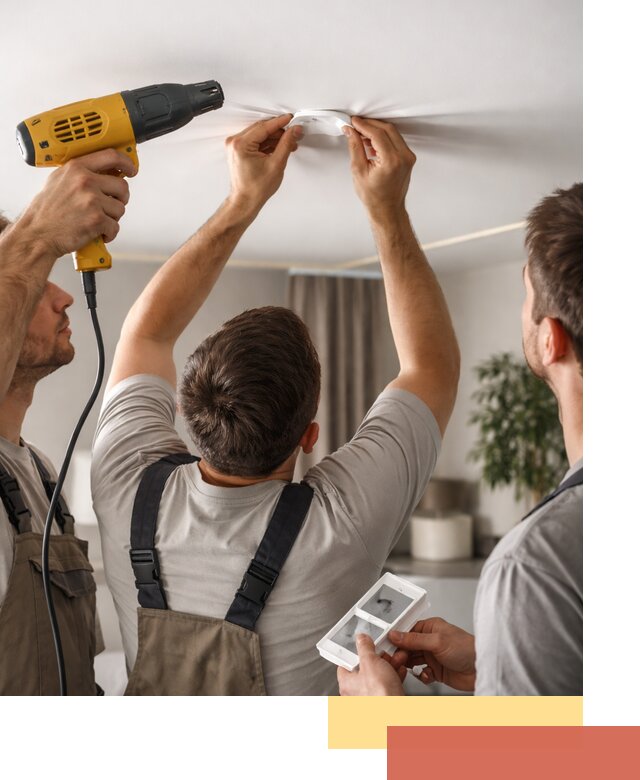 Ремонт прокола полотна натяжного потолка в Сланцах