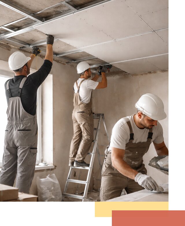 Одноуровневый потолок из гипсокартона в Сланцах — монтаж и отделка