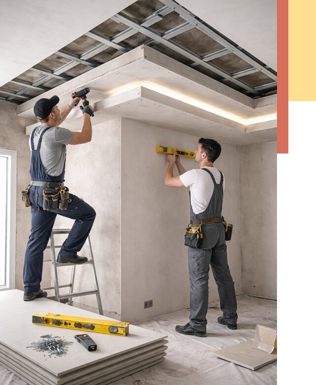 Двухуровневый потолок из гипсокартона в Сланцах от 1498 руб. под ключ | ОТДЕЛОЧНИК-Слы