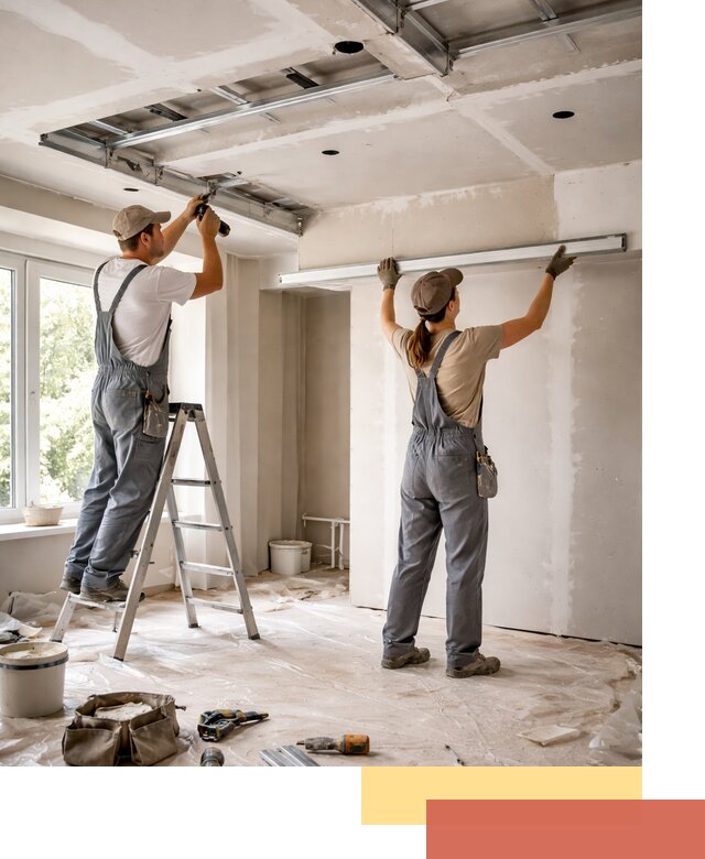 Монтаж многоуровневого потолка из гипсокартона в Сланцах