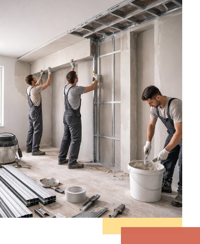 Монтаж потолка из гипсокартона с нишей в Сланцах