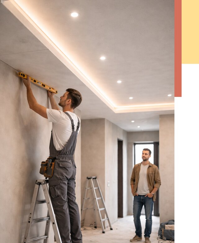 Потолок из гипсокартона с подсветкой в Сланцах от 775 руб./м2 под ключ | ОТДЕЛОЧНИК-Слы