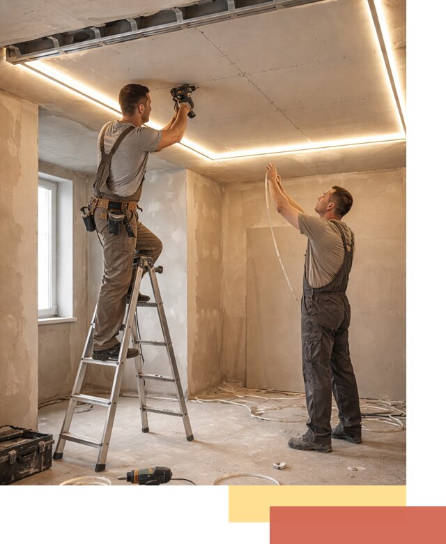 Потолок из гипсокартона с подсветкой в Сланцах