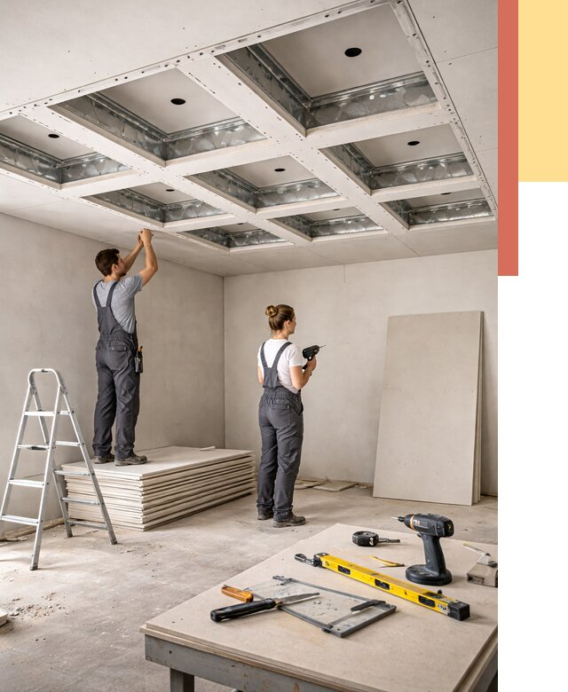 Кессонный потолок из гипсокартона в Сланцах от 1911 руб. — монтаж и под ключ | ОТДЕЛОЧНИК-Слы