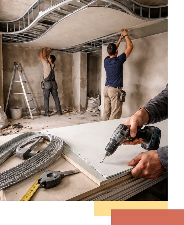 Криволинейный потолок из гипсокартона в Сланцах — монтаж и отделка