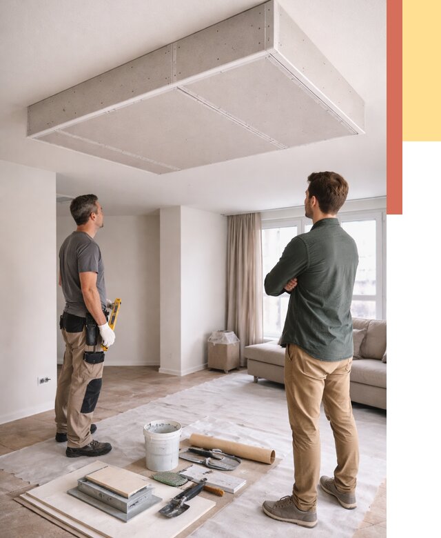 Короб на потолке из гипсокартона в Сланцах от 2273 руб. — монтаж и услуги под ключ | ОТДЕЛОЧНИК-Слы