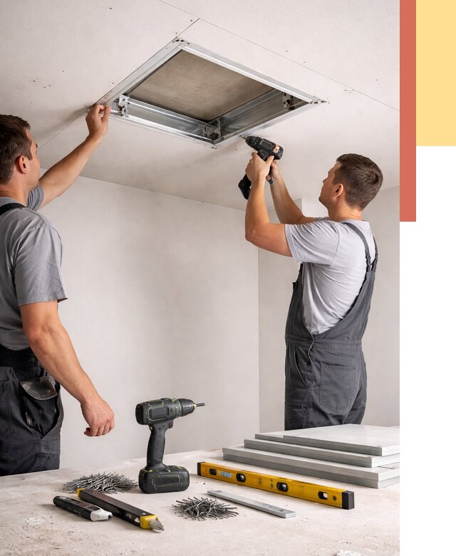 Установка люка в потолок ГКЛ в Сланцах от 2583 руб. под ключ | ОТДЕЛОЧНИК-Слы