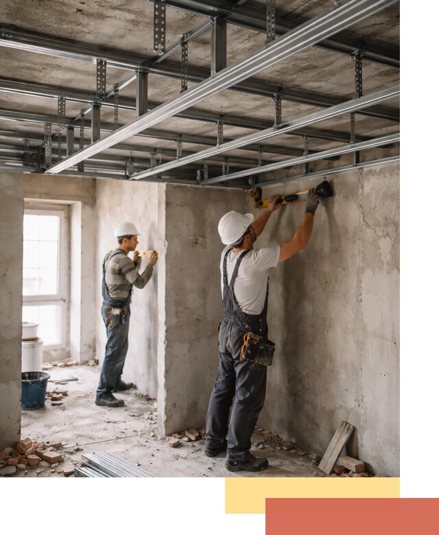 Монтаж каркаса потолка из профильного профиля в Сланцах