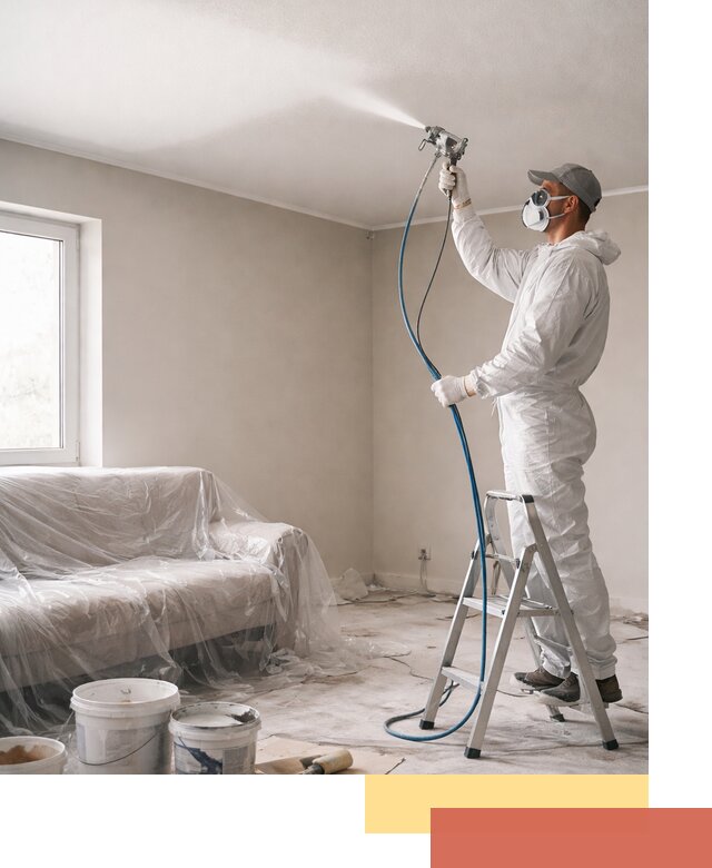 Покраска потолка краскопультом в Сланцах быстро и качественно