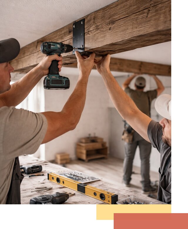 Монтаж декоративных потолочных балок в Сланцах