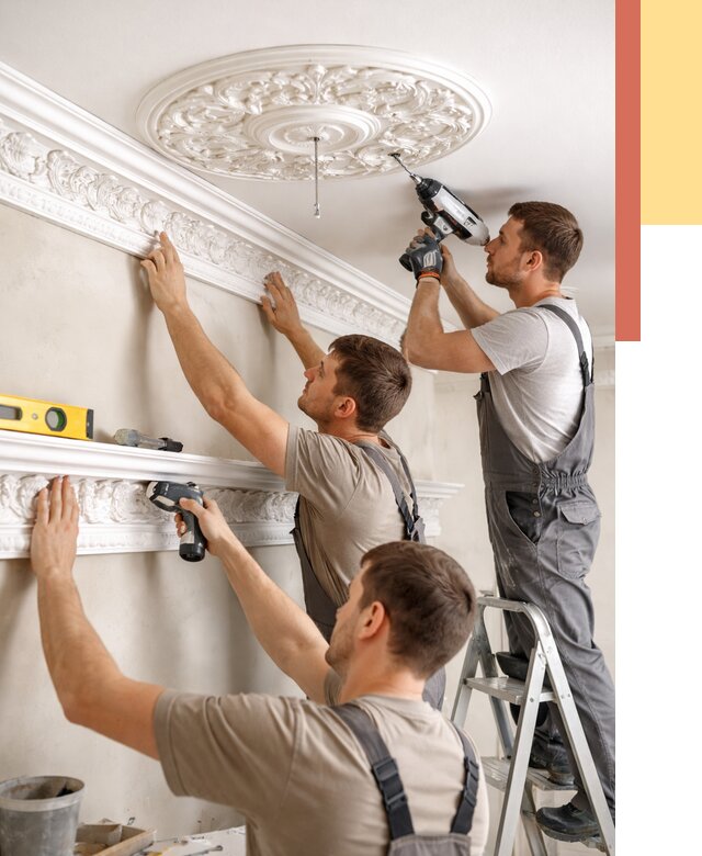 Монтаж лепнины на потолок в Сланцах от 3306 руб. быстро и недорого | ОТДЕЛОЧНИК-Слы